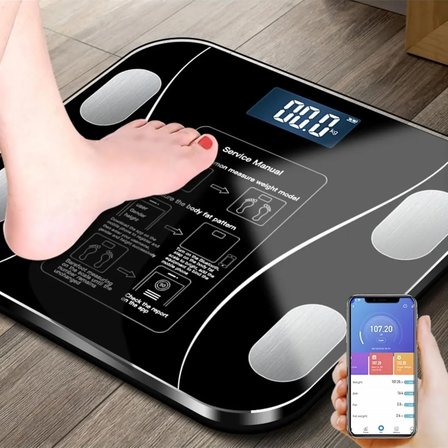 Yağ Ölçer Fonksiyonlu Dijital Baskül Elektronik Tartı Akıllı Bluetooth Lcd Dijital Ekran Ev Vücut (5