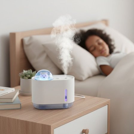 Uzay Ayısı 300 ML USB Hava Nemlendirici – LED Işıklı Masaüstü Buhar Makinesi, Yatak Odası &amp;amp; 