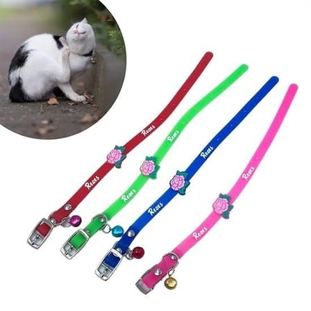 Çıngıraklı Zilli Sevimli Renkli Slikon Kedi Köpek Boyun Tasması (5297)