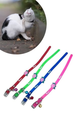 Çıngıraklı Zilli Sevimli Renkli Slikon Kedi Köpek Boyun Tasması (5297)