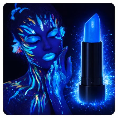UV Neon Mavi Ruj – Karanlıkta Parlayan Makyaj Boyası (5297)