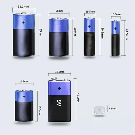 Evrensel Dijital Pil Test Cihazı – AA, AAA, C, D, N, 9V ve Düğme Pil Uyumlu Mini Pil Kapasite &amp; 
