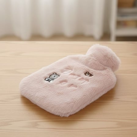 Işıklı Ayıcıklı Figürlü Pembe Peluş Sıcak Su Torbası 1 Lt – Yumuşak Kılıf, Uzun Süre Sıcak Tutan Ter