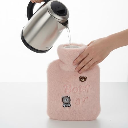 Işıklı Ayıcıklı Figürlü Pembe Peluş Sıcak Su Torbası 1 Lt – Yumuşak Kılıf, Uzun Süre Sıcak Tutan Ter