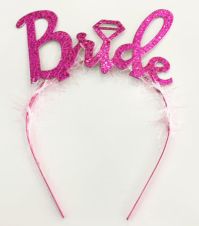 Fuşya Renk Bekarlığa Veda İtalik Yazı Alyanslı Bride Taç (5297)