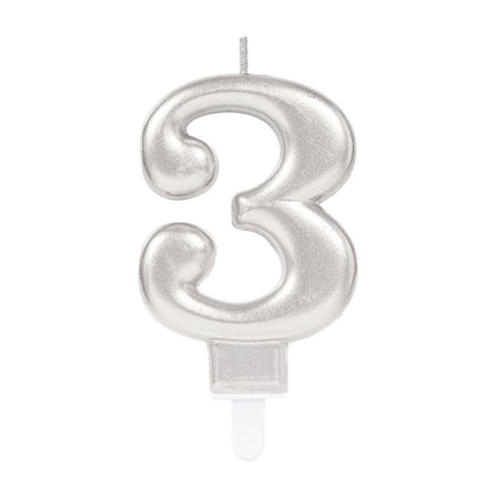 3 Rakam Mum Gümüş Renk (5297)