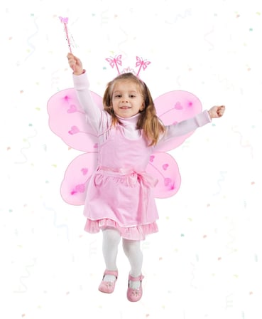 Toz Pembe Renk Kelebek Kanadı Tacı ve Sopası 50x37 cm (5297)