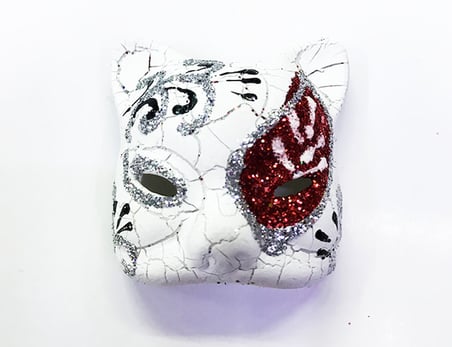 Go İthalat Venedik Kedi Model Seramik Magnet 4x4 cm Kırmızı Beyaz
