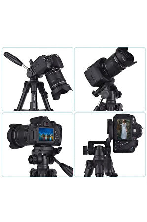 Q100 Masaüstü Mini Tripod-Telefon/DSLR/Projeksiyon Uyumlu-Bluetooth Kumanda ve Telefon Tutucu