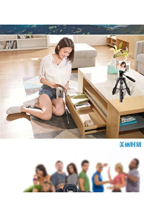 Q100 Masaüstü Mini Tripod-Telefon/DSLR/Projeksiyon Uyumlu-Bluetooth Kumanda ve Telefon Tutucu