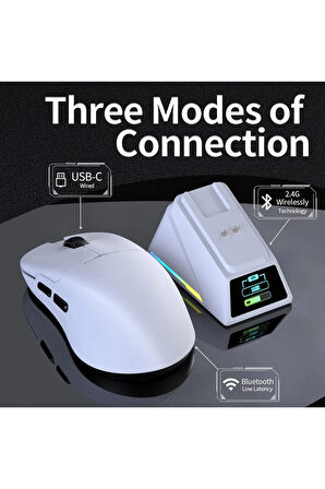 AJ159 APEX 8K Oyun Mouse, 3 Modlu TFT Ekranlı Manyetik Şarj İstasyonu,PAW3950 Sensör, 56 Gram