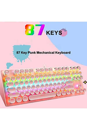 87 Tuşlu Daktilo Tarzı Red Switch Mekanik Klavye