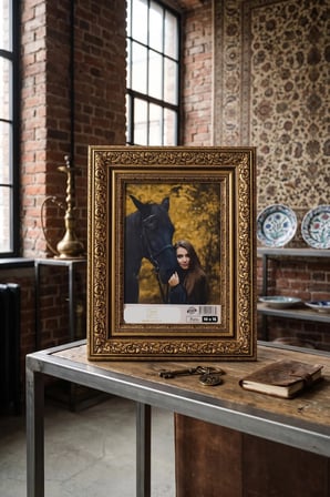 Saltanat Serisi 10 x 15 Altın Varaklı Oymalı Fotoğraf Çerçevesi Camlı Dekoratif Duvar&Masa Plastik Çerçeve