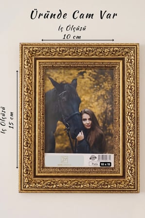 Saltanat Serisi 10 x 15 Altın Varaklı Oymalı Fotoğraf Çerçevesi Camlı Dekoratif Duvar&Masa Plastik Çerçeve