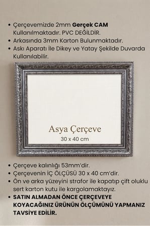 30 x 40 cm Saltanat Serisi Camlı Oda Mutfak Salon Koridor Poster Puzzle Forma ve Resim Çerçevesi