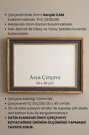 30 x 40 cm Selçuklu Saray Serisi Camlı Oda Mutfak Salon Koridor Poster ve Resim Çerçevesi
