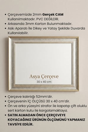30 x 40 cm Selçuklu Saray Serisi Camlı Oda Mutfak Salon Koridor Poster ve Resim Çerçevesi