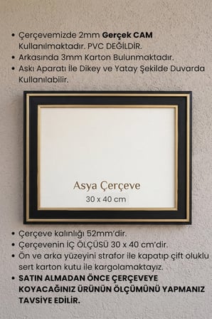 30 x 40 cm Selçuklu Saray Serisi Camlı Oda Mutfak Salon Koridor Poster ve Resim Çerçevesi