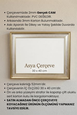 30 x 42 cm (A3 ebatı) Selçuklu Saray Serisi Camlı Oda Mutfak Salon Koridor Poster Puzzle Forma ve Resim Çerçevesi