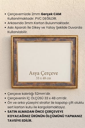 33 x 48 cm Selçuklu Saray Serisi Camlı Oda Mutfak Salon Koridor Poster Puzzle Forma ve Resim Çerçevesi