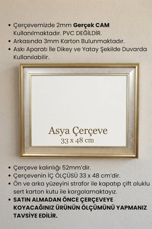33 x 48 cm Selçuklu Saray Serisi Camlı Oda Mutfak Salon Koridor Poster Puzzle Forma ve Resim Çerçevesi