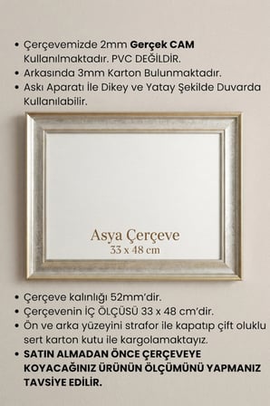 33 x 48 cm Selçuklu Saray Serisi Camlı Oda Mutfak Salon Koridor Poster Puzzle Forma ve Resim Çerçevesi