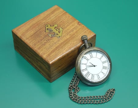 Özel Seri Erkek Aksesuarı Babalar Günü Nostalji Sever Ahşap Kutulu Köstekli Saat 15503