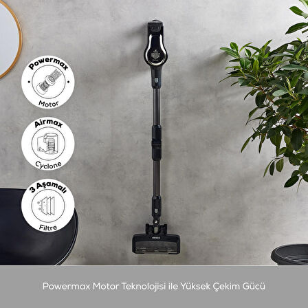 Karaca Vantuz Power Force Pro 2 In 1 Şarj Edilebilir Dik Süpürge Matte Black Silver