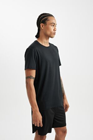 DeFactoFit Siyah Standart Fit Normal Kesim Bisiklet Yaka Sporcu Kısa Kollu Tişört C9175AX24AUBK81