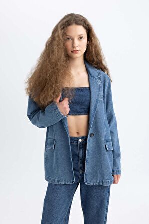 DeFacto Afra x DeFacto Oversize Fit Jean Ceket C3381AX24SMNM39