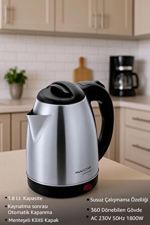 Awox Armada Su Isıtıcı Kettle 1.8 Lt. Inox