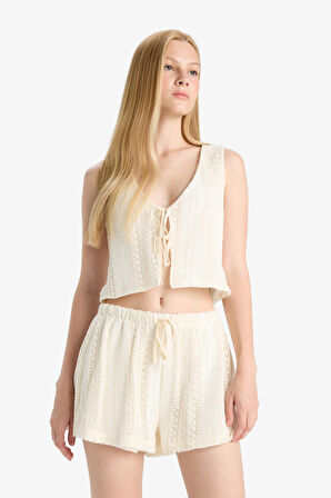 Coool Loose Fit V Yaka Triko Görünümlü Atlet