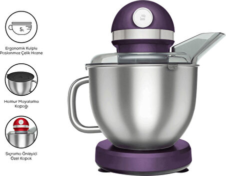 Karaca Mastermaid Chef Pro Çift Kollu Stand Mikser Grape Purp 1750 W