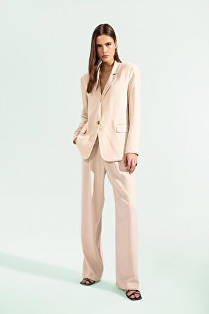 DeFacto Keten Karışımlı Pantolon Wide Leg Çift Cepli Yüksek Bel Geniş Bol Paça Z5533AZ24SMBG155