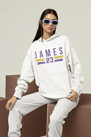James 23 Basketbolcu Yazılı Unisex Oversize Hoodie