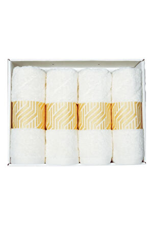 Vos Versa Bursa Varak Serisi 50x90cm %100 Pamuk 4lü Yüz Havlusu Beyaz VVHM0020