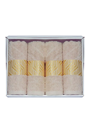 Vos Versa Bursa Varak Serisi 50x90cm %100 Pamuk 4lü Yüz Havlusu Vizon VVHM0021