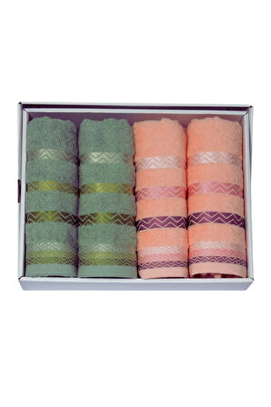Vos Versa Bursa Varak Serisi 50x90cm %100 Pamuk 4lü Yüz Havlusu Karşık VVHM0031
