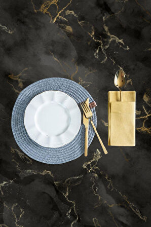 Vos Versa Amerikan Servis 6!lı Supla Lux Sunum Tabak Altlığ - Yuvarlak Gri  VVHM0045