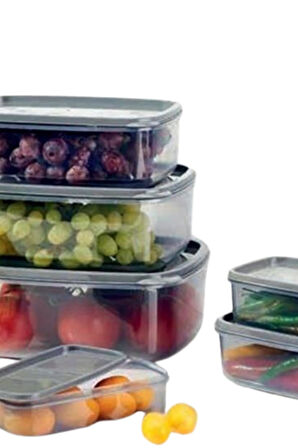 Vos Versa 3lü Dikdörtgen Füme Şeffaf Sızdırmaz Kilitli Erzak Bakliyat Gıda Saklama Kabı Seti VVHM0001