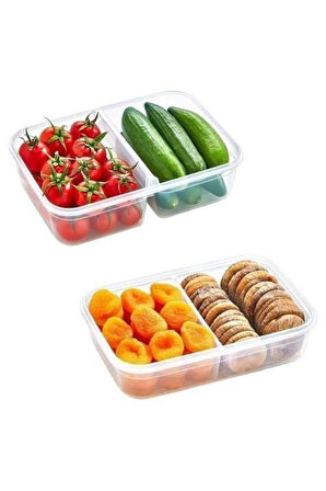 Vos Versa 2 Bölmeli Gri Şeffaf Sızdırmaz Contalı Kilitli Kapaklı 1 Litre Erzak Saklama Kabı VVHM0003