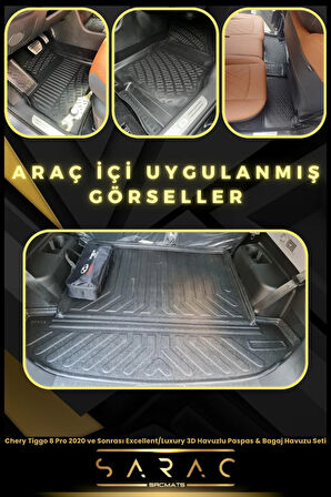 Chery Tiggo 8 Pro 2020 ve Sonrası Excellent/Luxury 3D Havuzlu Paspas & Bagaj Havuzu Seti+(HEDİYELİ!)