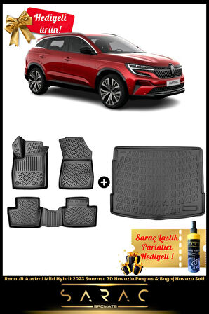Renault Austral Mild Hybrit 2023 Sonrası  3D Havuzlu Paspas & Bagaj Havuzu Seti+(HEDİYELİ!)