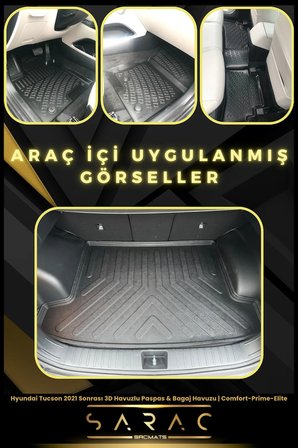 Hyundai Tucson 2021 Sonrası Comfort-Prime-Elite 3D Havuzlu Paspas & Bagaj Havuzu Seti+(HEDİYELİ!)