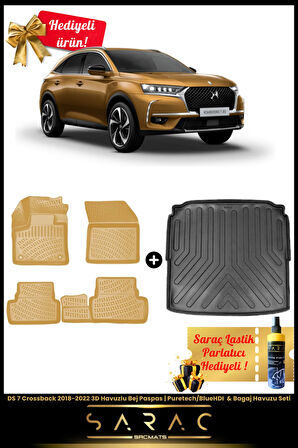 DS 7 Crossback 2018-2022 3D Havuzlu Bej Paspas | Puretech/BlueHDI  & Bagaj Havuzu Seti+(HEDİYELİ!)