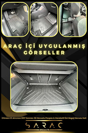 Citroen C3 Aircross 2017 Sonrası 3D Havuzlu Paspas & Hareketli Üst Bagaj Havuzu Seti+(HEDİYELİ!)