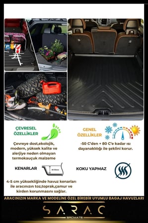Renault Megane 4 Sedan 2016 Sonrası Touch Paket 3D Havuz Paspas & Sağ Cepli Bagaj Havuz Set+HEDİYELİ