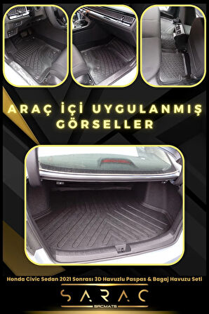 Honda Civic Sedan 2021 Sonrası Araca Özel 3d Havuzlu Paspas & Bagaj Havuzu Seti (HEDİYELİ!)