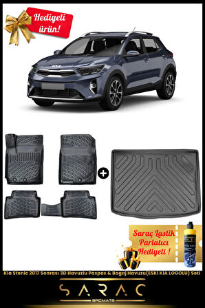 Kia Stonic 2017 Sonrası 3D Havuzlu Paspas & Bagaj Havuzu(ESKİ KİA LOGOLU) Seti+(HEDİYELİ!)