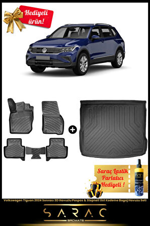 Volkswagen Tiguan 2024 Sonrası 3d Havuzlu Paspas & Stepneli Üst Kademe Bagaj Havuzu Seti (HEDİYELİ!)